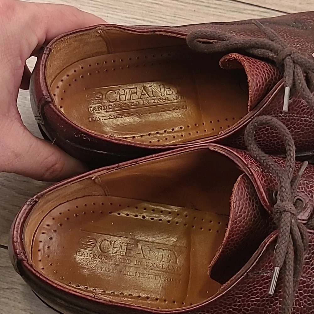 CHEANEY Cairngorm II Burgundy Leather Grain 10 F (EU) / 11 F US Derby Mens Shoes